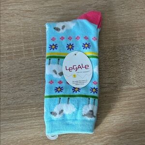 Legale Women's Blue and Pink Sheep Socks